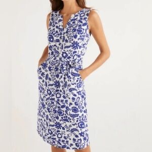 Boden 100%Cotton Sleeveless Jersey Dress Women’s Blue Sz 8R